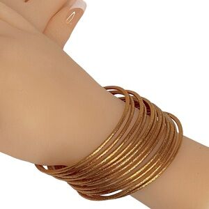 Copper Tone Bangle Bracelets Set of Twelve